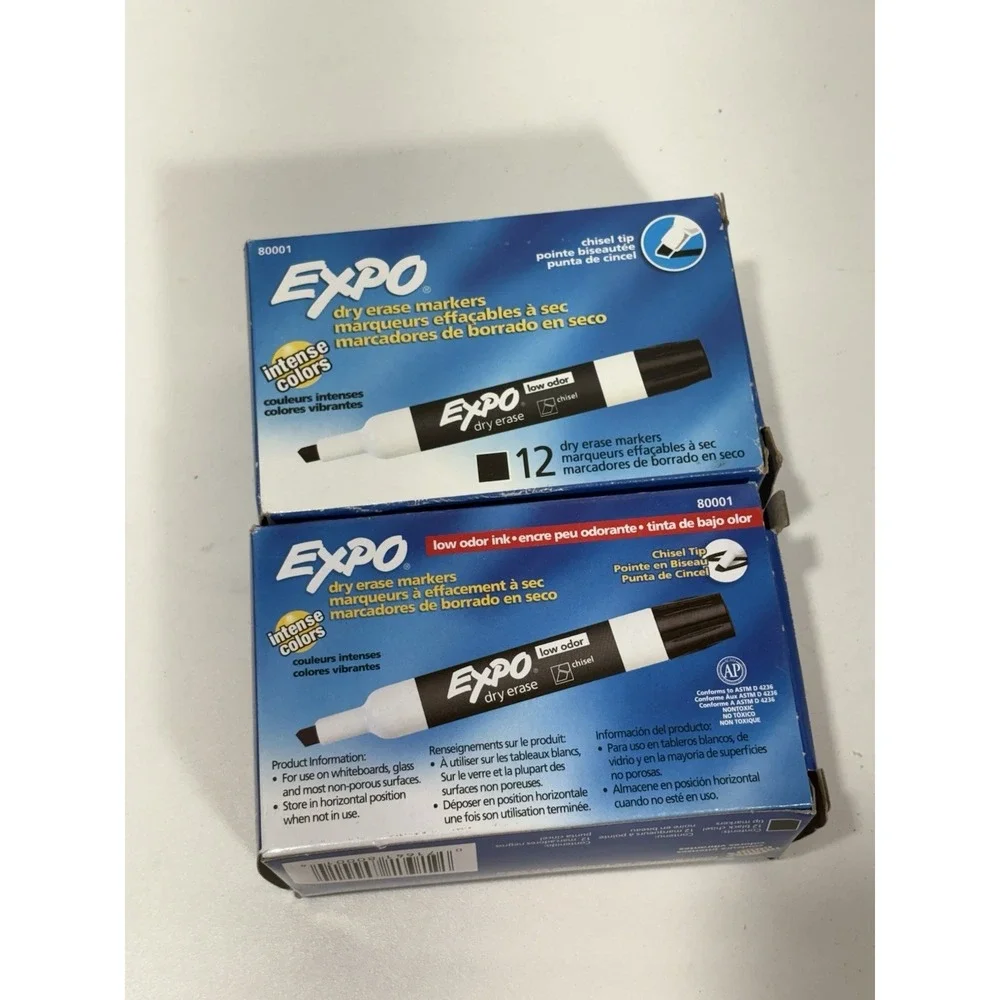 EXPO Low-Odor Dry-Erase Markers, Chisel Point, Red, 2 Pack. 80002 + 8002a Tot 24